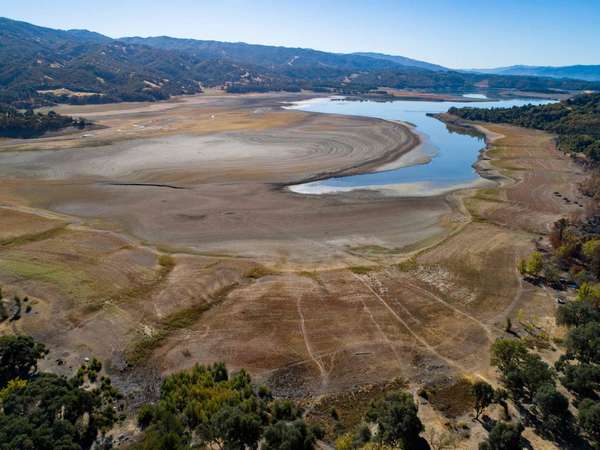 Low water levels at the north boat ramp at Lake Mendocino, a large reservoir in Mendocino County, California, October 21. California Department of Water Resources