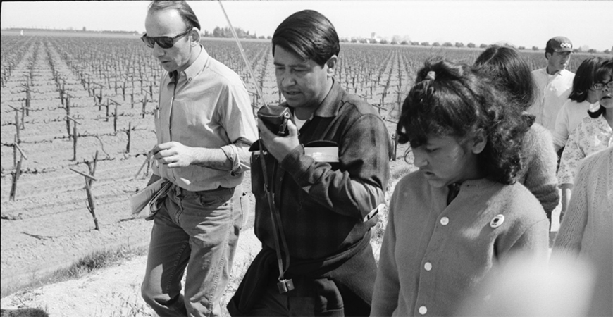 Cesar Chavez during the march from Delano to Sacramento in 1966. 