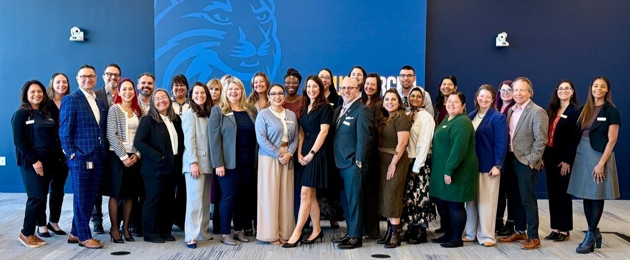 Chancellor Muñoz standing with representatives from the Council of UC Staff Assemblies (CUCSA) winter meeting