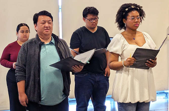 A group of UC Merced students rehearse 